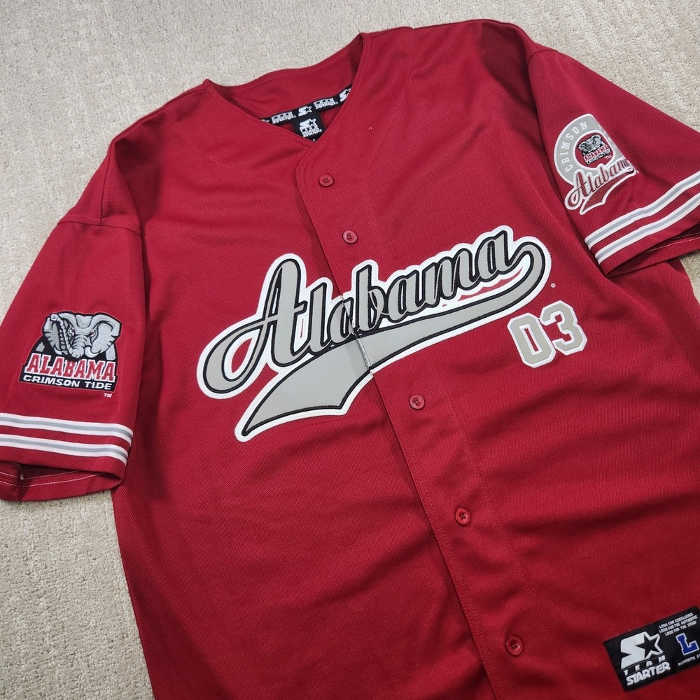 Vintage Alabama Crimson Tide Jersey Men‎ Large Starter Baseball Y2K NCAA Roll